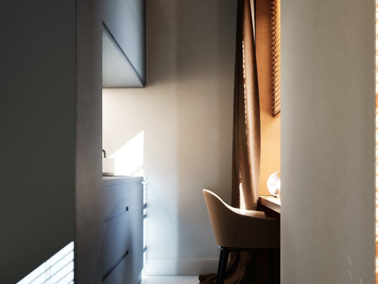 	Badezimmer mit blauen Fliesen und begehbarer Dusche im Schiffli Boutique Apartment Rapperswil