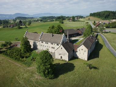 Aerial view on the Ritterhaus Bubikon, a well-preserved Commandery of the Order of St. John